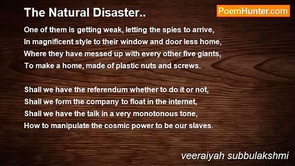 veeraiyah subbulakshmi - The Natural Disaster..