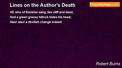 Robert Burns - Lines on the Author's Death