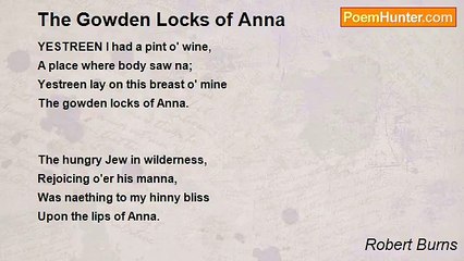Robert Burns - The Gowden Locks of Anna