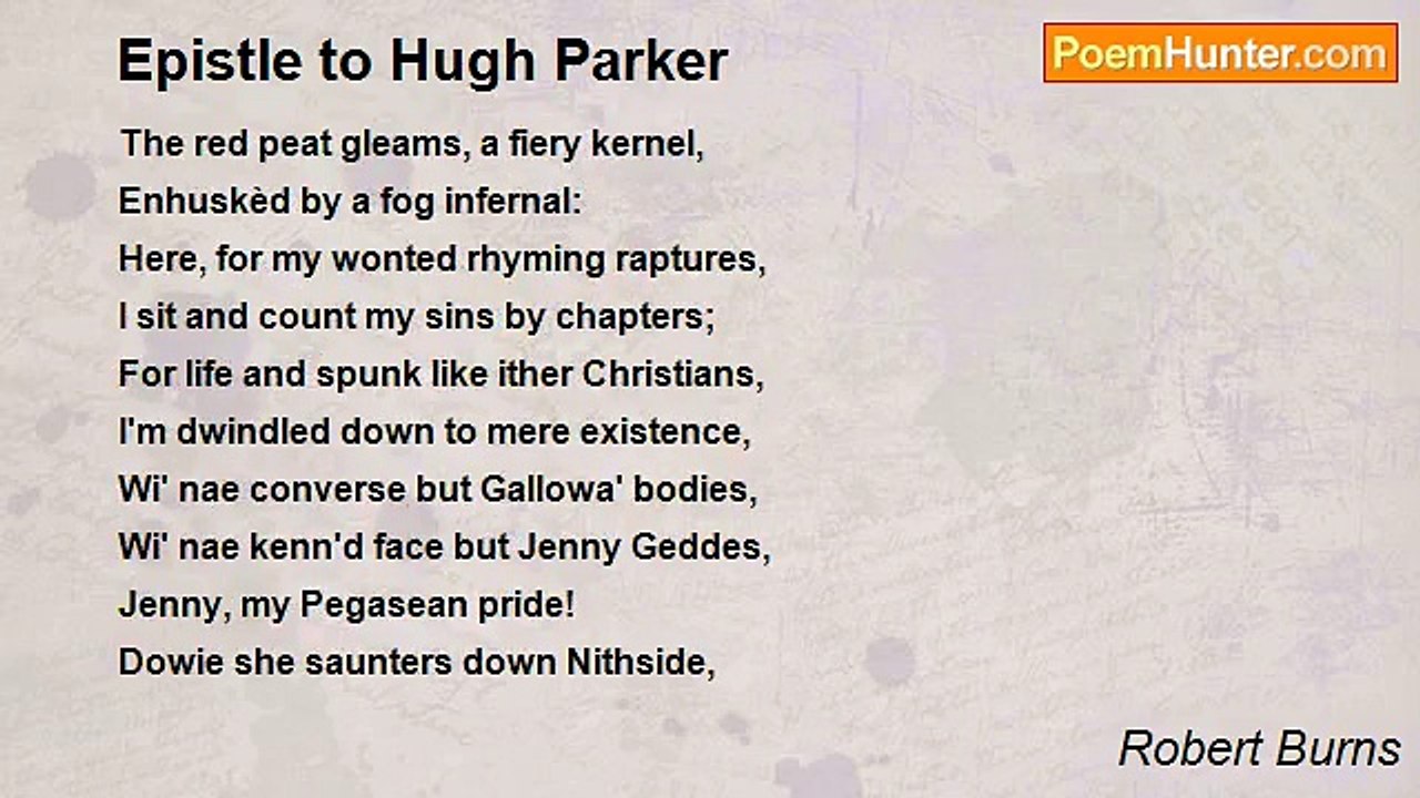 Robert Burns - Epistle to Hugh Parker