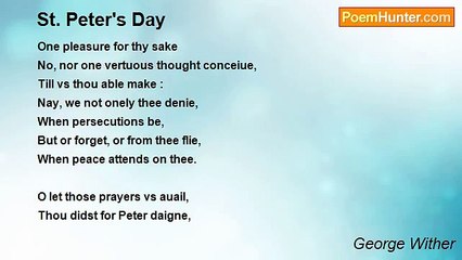 Reflective Poem by George Wither on Vigilance and Faith for St. Peter's Day ✝️