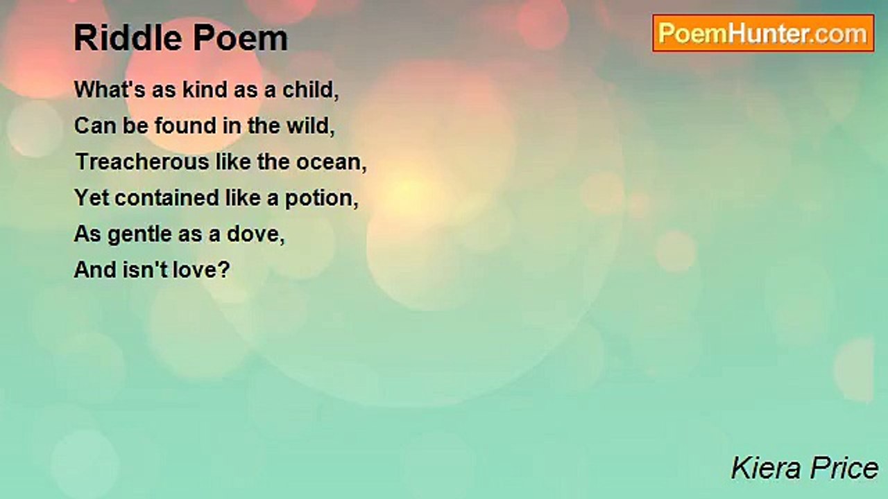 Kiera Price - Riddle Poem