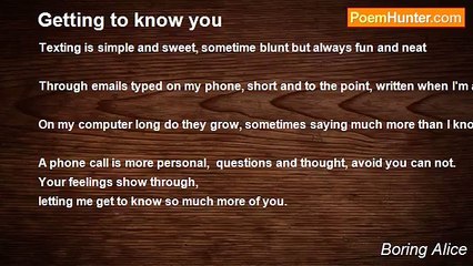 Boring Alice - Getting to know you