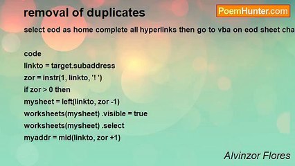 Alvinzor Flores - removal of duplicates