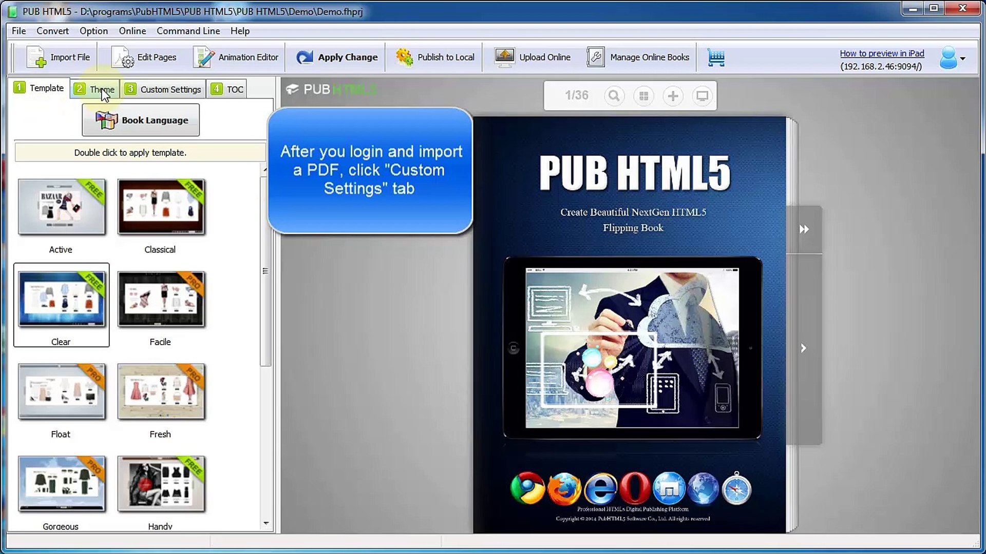 ⁣How to display thumbnails button on flipbook toolbar for readers with PUB HTML5?
