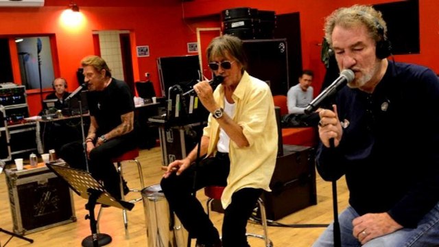 Hallyday, Mitchell et Dutronc, trois Vieilles canailles en pleine répétition