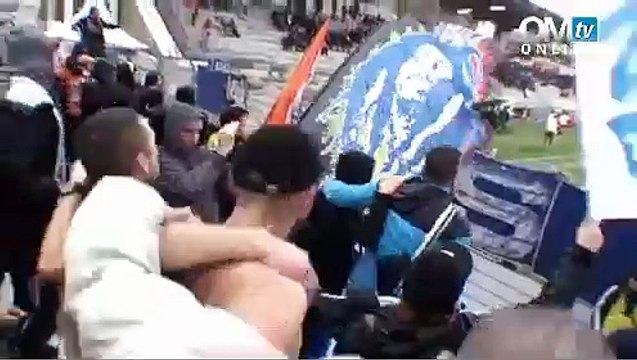 Avec les supporters olympiens à Ajaccio