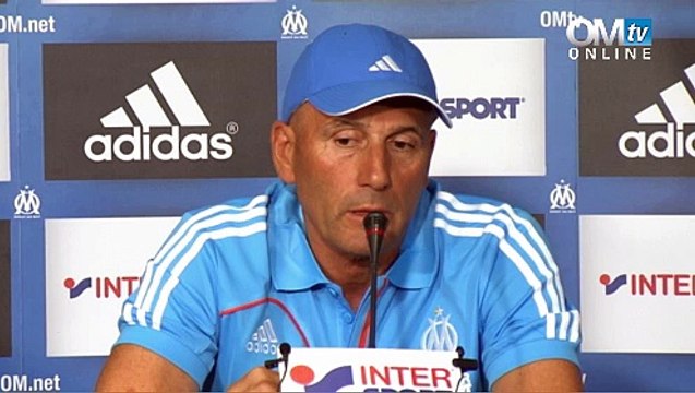 Elie Baup et André-Pierre Gignac face à la presse