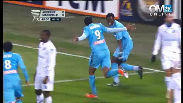 AJA 0-2 OM : le but de Brandao (45+2)