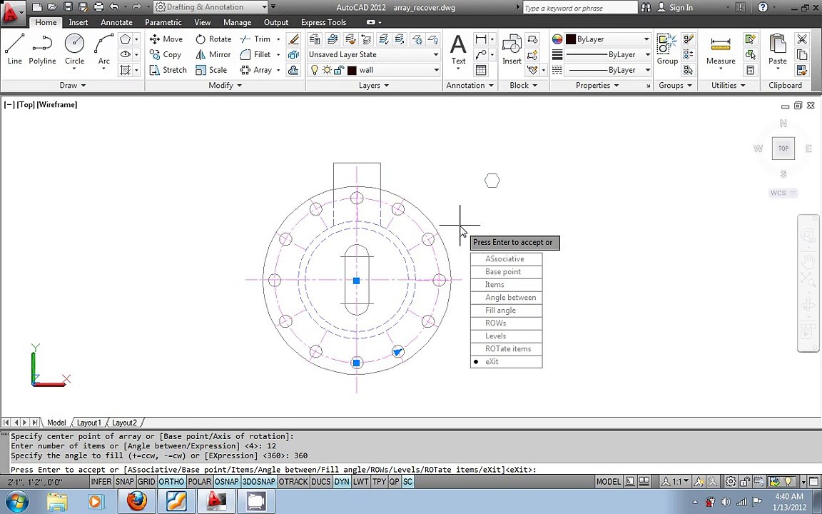 AutoCAD urdu tutorial part15 Creating and editing arrays in autocad