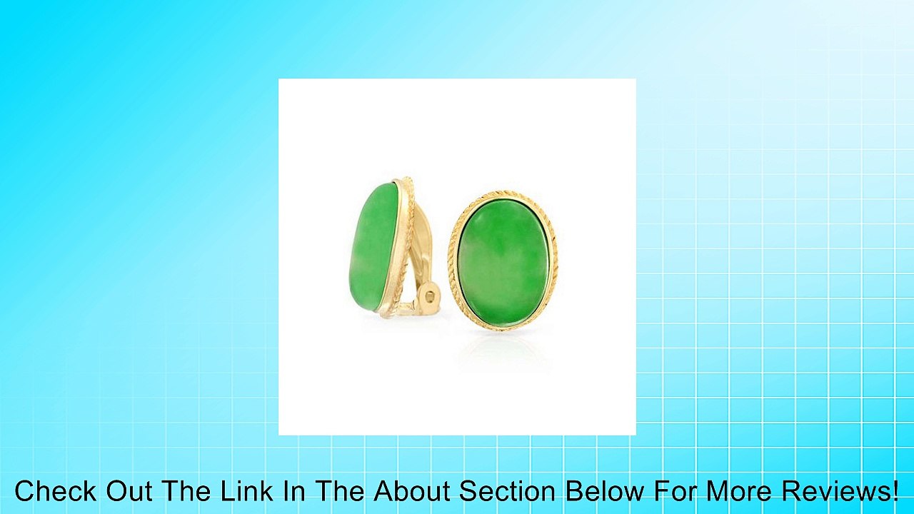 Bling Jewelry Oval Gemstone Green Jade Rope Frame Gold Vermeil Clip On Earrings Review