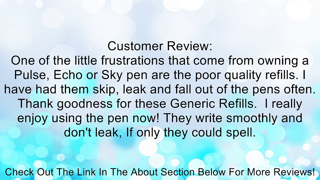 Blue, Medium Tip Generic Refills for Livescribe Pulse, Echo or Sky Pens. Smooth-writing Premium German Ink. Review