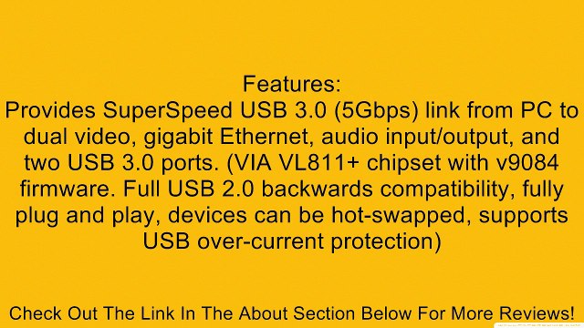 Plugable UD-3900 USB 3.0 SuperSpeed Universal Docking Station with Dual Video Outputs for Windows 8.1, 8, 7, XP (HDMI up to 2560x1440* and DVI / VGA to 2048x1152 / 1920x1200, Gigabit Ethernet, Audio, 2 USB 3.0 Ports, 4 USB 2.0 Ports, 20W Power Adapter)