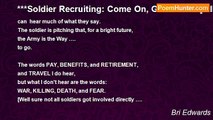 Bri Edwards - ***Soldier Recruiting: Come On, God!  ……  [MILITARY recruiting; true story; SHORT enough; mankind]