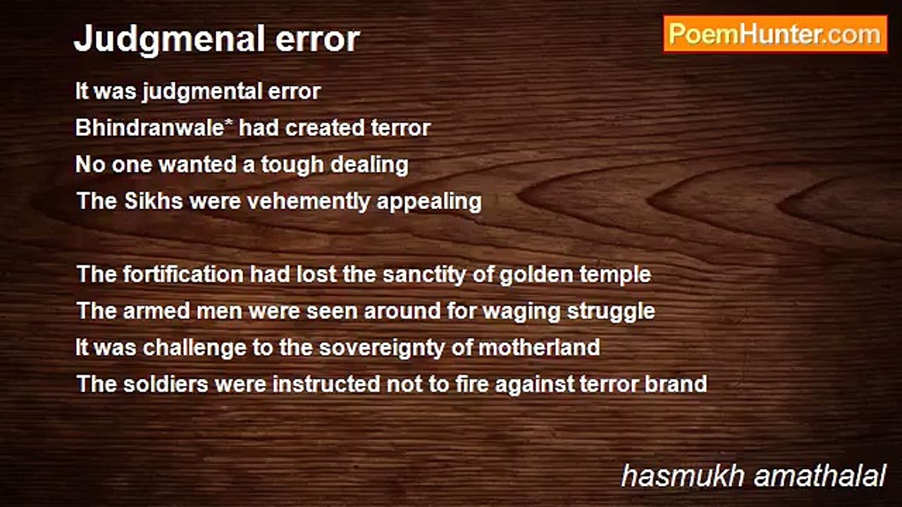 hasmukh amathalal - Judgmenal error