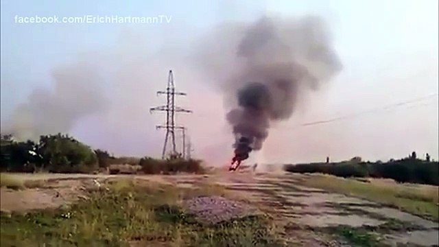 Украина.ВСУ из ПТУРСа уничтожили машину террористов с боекомплектом