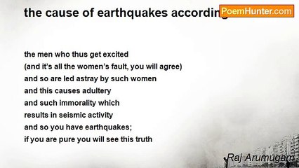 Raj Arumugam - the cause of earthquakes according to a cleric