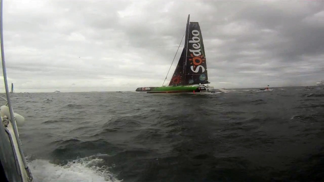 Départ Route du Rhum 2014 cap frehel Thomas COVILLE sur SODEBO