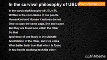LLM Mbatha - In the survival philosophy of UBUNTU