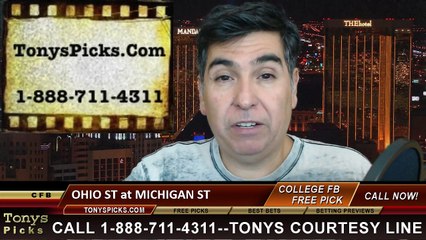 Michigan St Spartans vs. Ohio St Buckeyes Free Pick Prediction NCAA College Football Odds Preview 11-8-2014