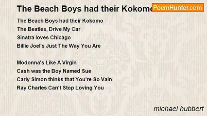michael hubbert - The Beach Boys had their Kokomo..