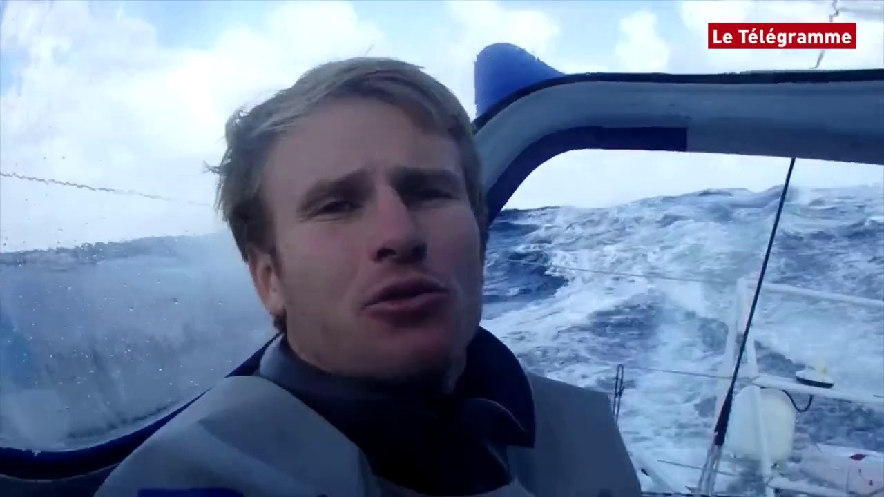 Route du Rhum. A bord de Macif au large du Cap Finisterre