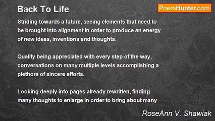 RoseAnn V. Shawiak - Back To Life