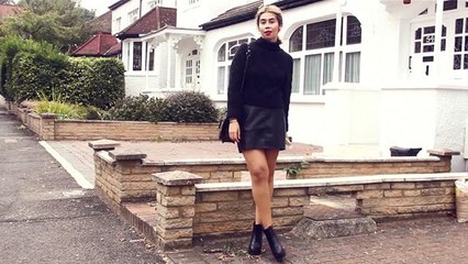 Black Jumper And Black Leather Skirt