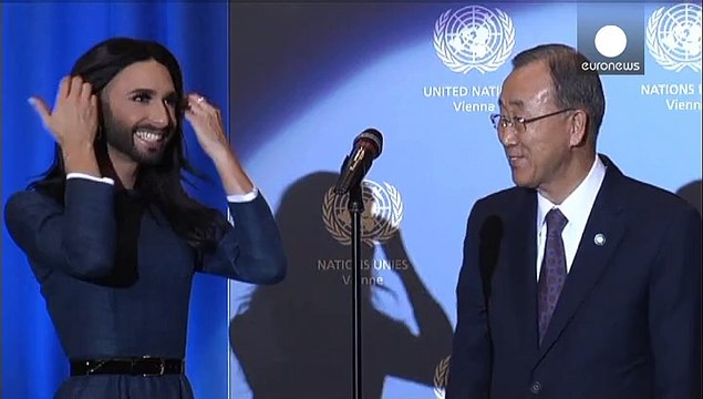 Ban ki-moon y Conchita Wurst, unidos contra la homofobia