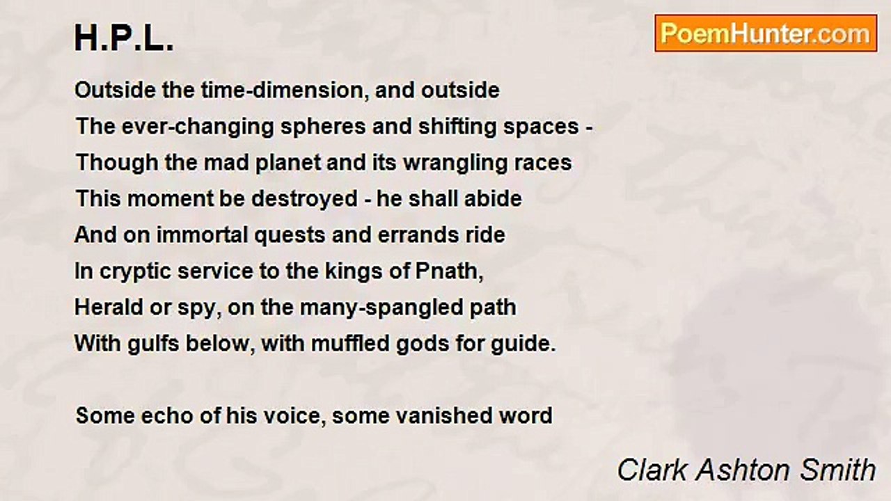 Clark Ashton Smith - H.P.L.