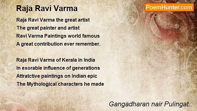Gangadharan nair Pulingat.. - Raja Ravi Varma