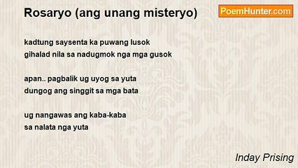 Inday Prising - Rosaryo (ang unang misteryo)