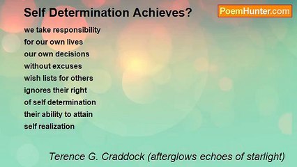 Terence G. Craddock (afterglows echoes of starlight) - Self Determination Achieves?