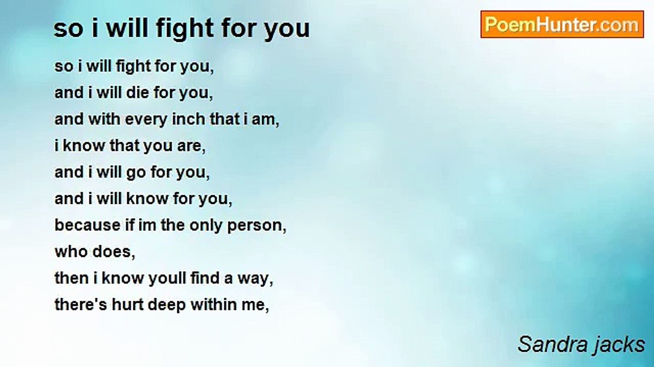 Sandra jacks - so i will fight for you