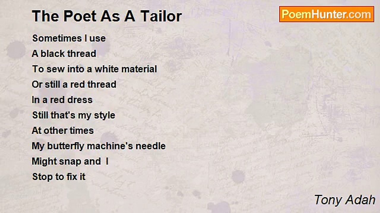 Tony Adah - The Poet As A Tailor