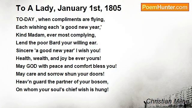 Christian Milne - To A Lady, January 1st, 1805