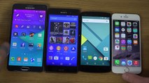 Samsung Galaxy Note 4 vs. Sony Xperia Z3 vs. Nexus 5 vs. iPhone 6 - Which Is Faster  (4K)