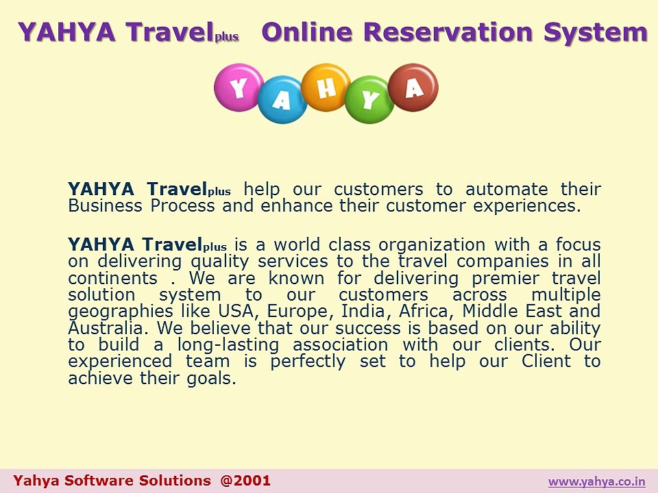 YAHYA Travel booking software