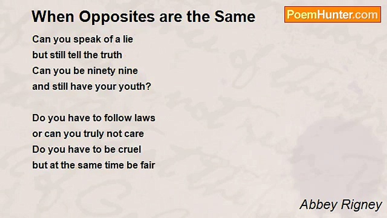 Abbey Rigney - When Opposites are the Same