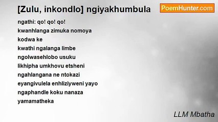 LLM Mbatha - [Zulu, inkondlo] ngiyakhumbula