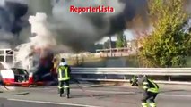 Autobus dell’Atac in fiamme sul Grande Raccordo Anulare