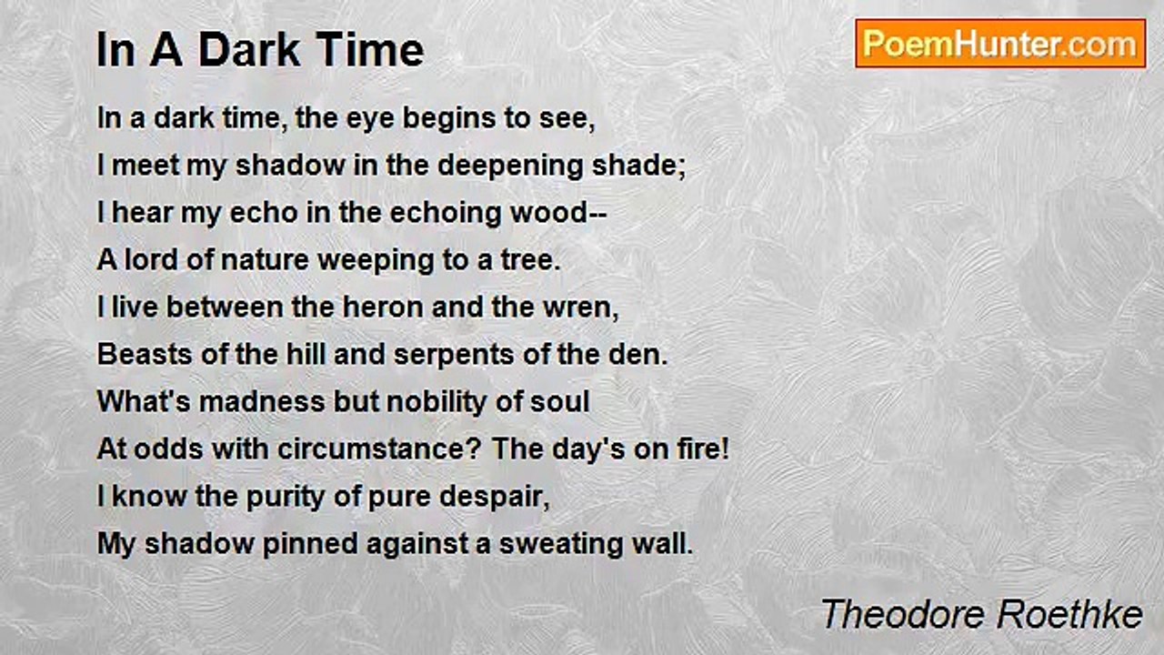 Theodore Roethke - In A Dark Time