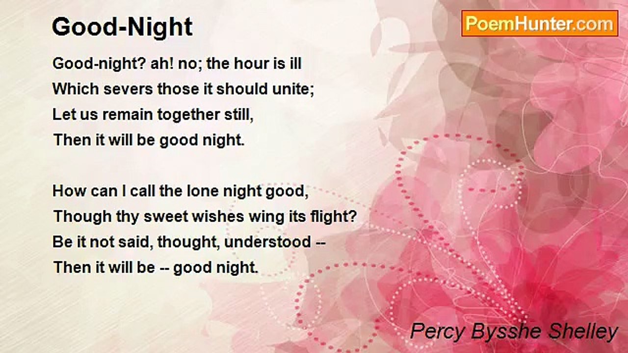 Percy Bysshe Shelley - Good-Night