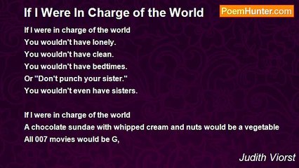 Judith Viorst - If I Were In Charge of the World