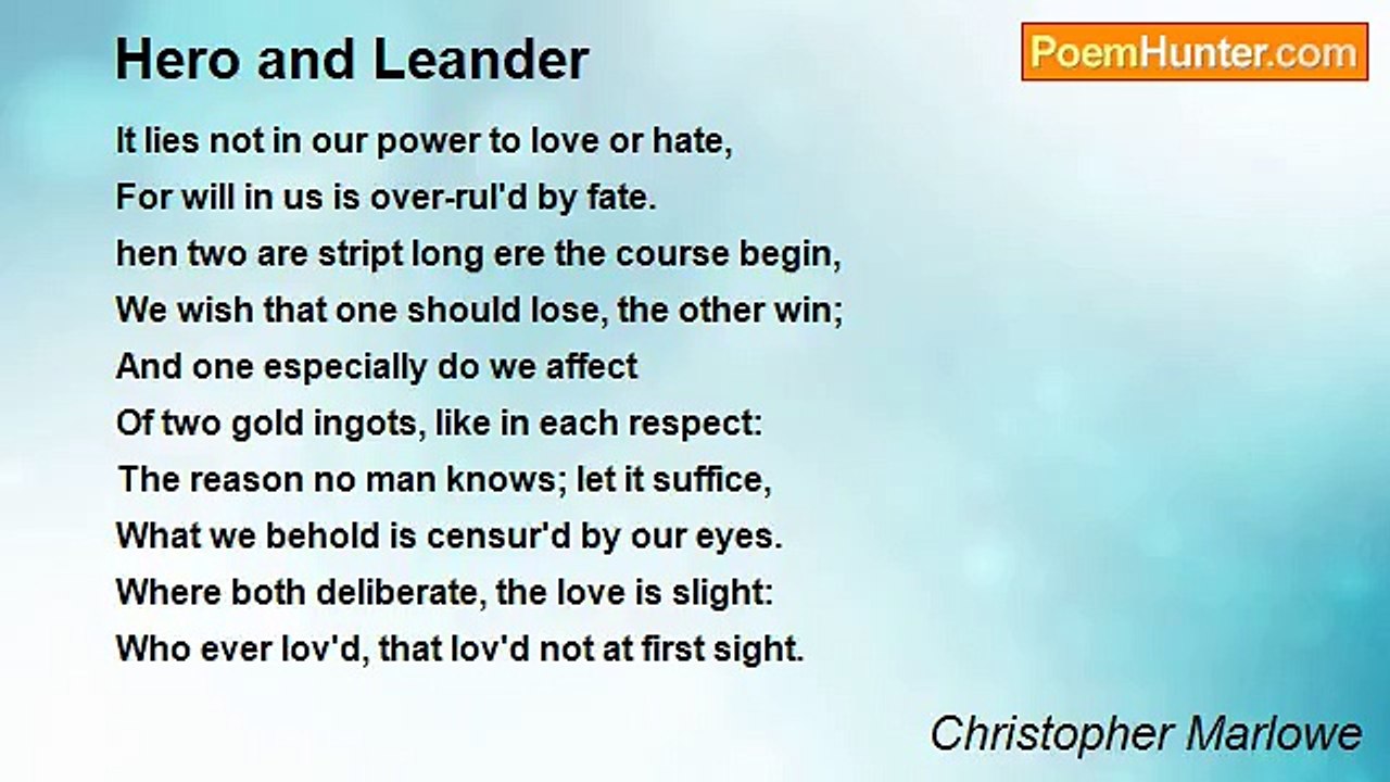 Christopher Marlowe - Hero and Leander