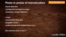 Lucille Clifton - Poem in praise of menstruation