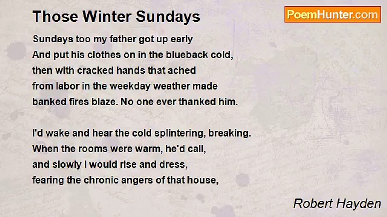 Robert Hayden - Those Winter Sundays