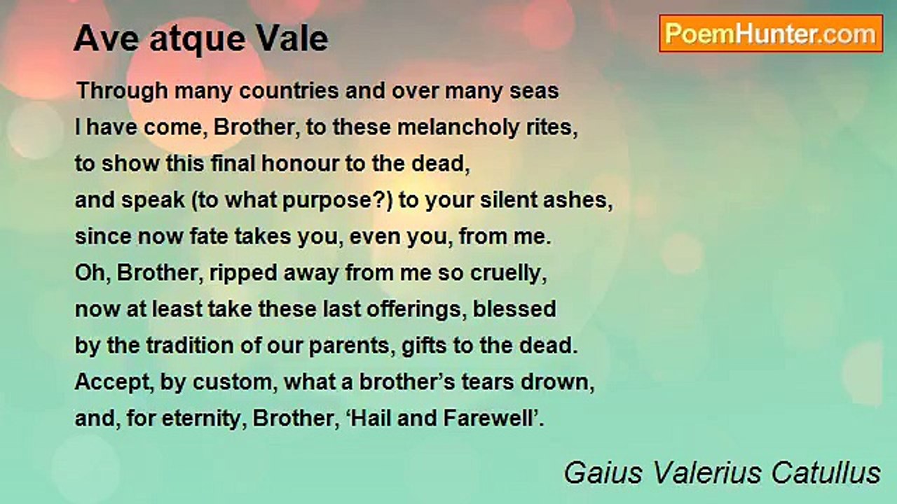 Gaius Valerius Catullus - Ave atque Vale