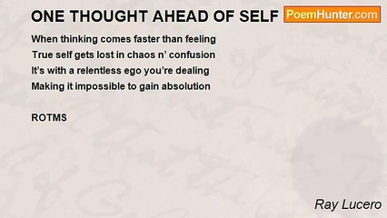 Ray Lucero - ONE THOUGHT AHEAD OF SELF