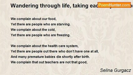 Selina Gurgacz - Wandering through life, taking each day as it comes